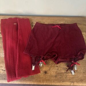 Savage x Fenty Midnight Cruise Garter Shorts with Cable Knit Stockings 12/14